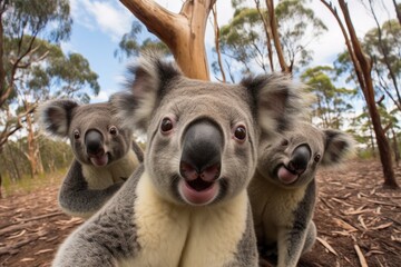 Fototapeta premium Amusing Group Of Koalas Taking Selfie Photorealism