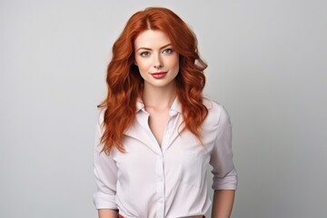 Obraz premium Attractive, Young Redhead Wearing Glasses And Shirt