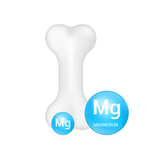Vitamin Icon minerals Magnesium (Mg) circle ball blue on cut out PNG help strengthen bone. Healthy knee bone human bone anatomy. Skeleton x ray scan concept therapy. Medical or healthcare.