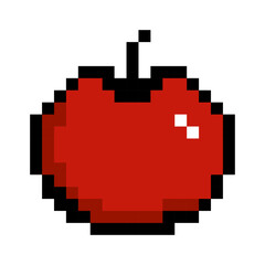 Apple line icon. Fruit, proper nutrition, vitamins, food, source of iron, micronutrients, pixel style. Multi-colored icon on a white background.