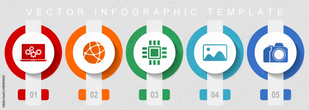 Poster computer and technology flat design icon set, miscellaneous icons such as laptop, network, chip, ima