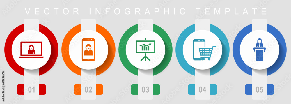 Poster online store flat design icon set, miscellaneous icons such as customer service, seminar, cart and l