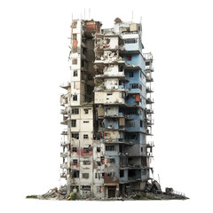 A ruined skyscraper, destruction, war, earthquake. - obrazy, fototapety, plakaty