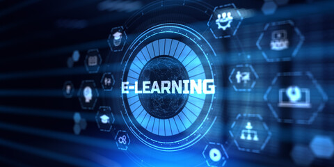 E-learning remote education internet online learning technology concept.