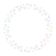 Circle floral flower cute minimal hologram y2k fairy border frame spring summer wedding day baby shower birthday decoration
