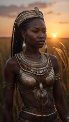 a black woman from the African savannah - obrazy, fototapety, plakaty