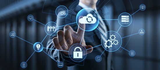 Cloud service computing data storage internet technology concept.