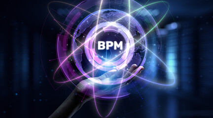 BPM Business process management system technology concept.