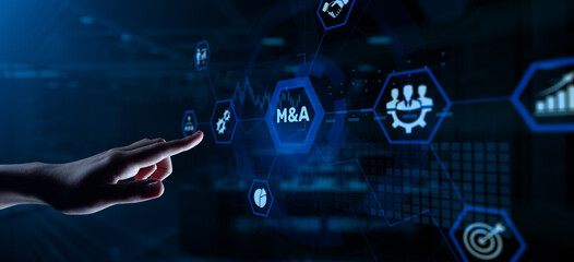 M&A Mergers and acquisitions company restructuration business finance concept.