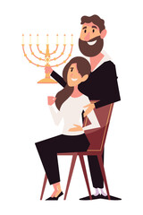 hanukkah couple with menorah