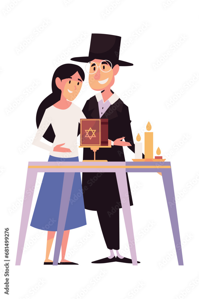 Canvas Prints hanukkah rabbi and woman