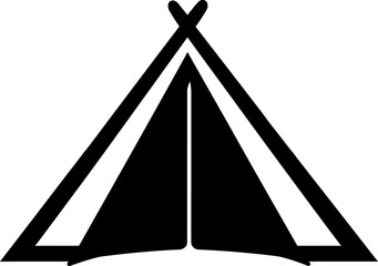 Camping tent silhouette in black color. Vector template for tattoo or laser cutting. - obrazy, fototapety, plakaty