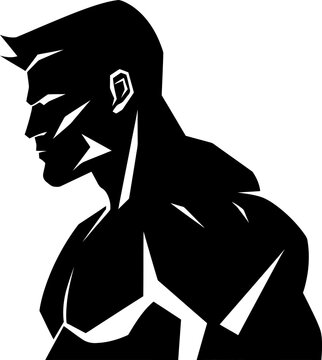 Bodybuilder silhouette. Vector template for tattoo or laser cutting.
