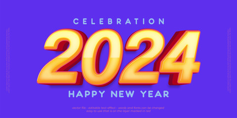 New year banner holiday celebration with 2024 editable numbers with blue background