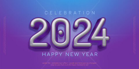 New year banner holiday celebration with 2024 editable numbers with gradient background