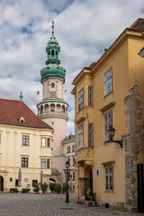 Fototapeta na wymiar Main Square of Sopron with the iconic Fire Tower, Hungary
