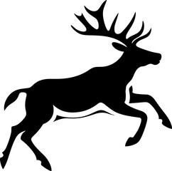 Reindeer silhouette in black color. Vector template for laser cutting.