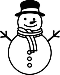 Snowman silhouette icon in black color. Vector template design for laser cutting.