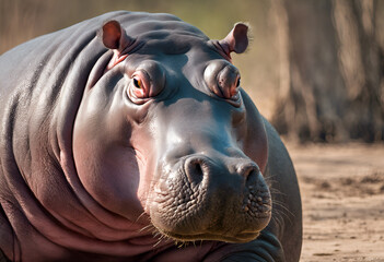 hippopotamus in zoo - obrazy, fototapety, plakaty
