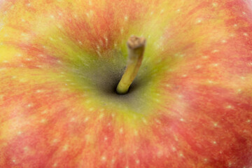 Fresh red apple, close-up. From top view.