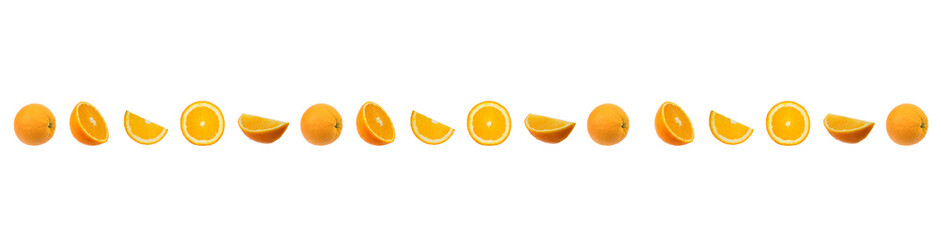 Fresh, juicy orange isolated on a white background. panorama, banner.