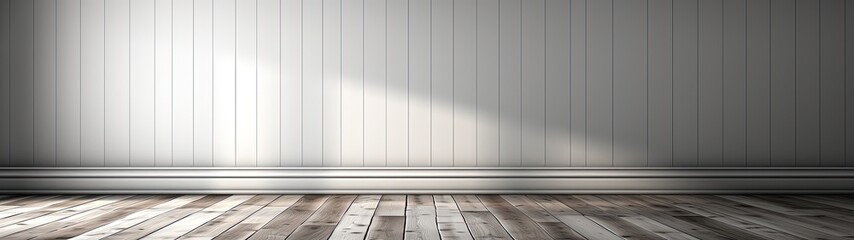 Empty Brightly Lit Room with Wooden Floor and Sunlight