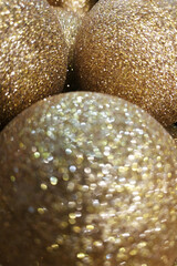 New Year, Christmas decorations for compositions. Shiny balls, tinsel. festive background. Copy space for text.