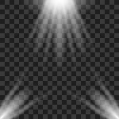 Light effect. Bright spotlights. Graphic beam illumination. Vector illustration.