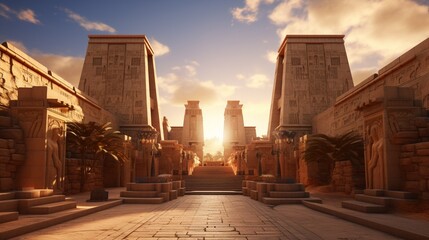 the construction of the Temple of Karnak in ancient Egypt - obrazy, fototapety, plakaty