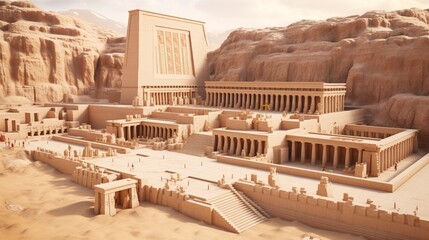 the construction of the Temple of Hatshepsut in ancient Egypt - obrazy, fototapety, plakaty