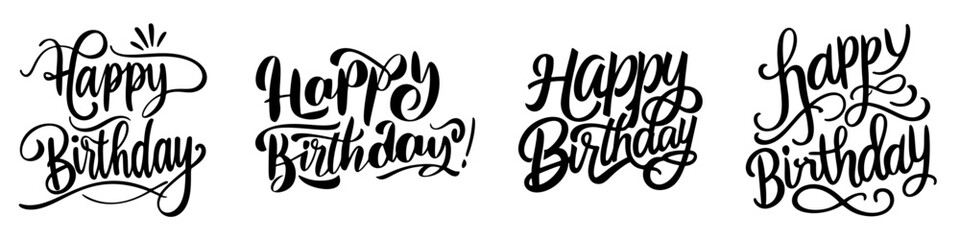 set of happy birthday typography. lettering, calligraphy vector	