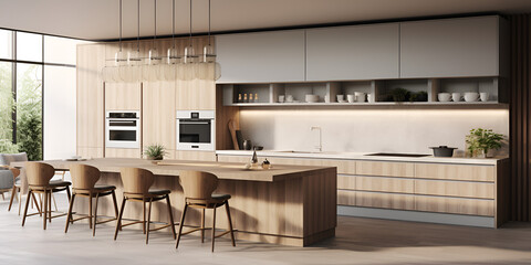 modern kitchen interior with kitchen.AI Generative 