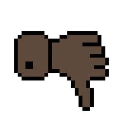 Black thumbs down line icon. Gesture, disapproval, dislike, emoji, refusal, chat, communication, emotions, pixel style. Multicolored icon on white background.