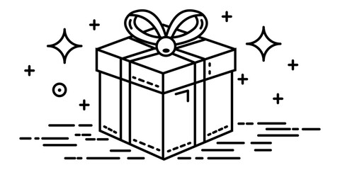 black outline gift box illustration. vector