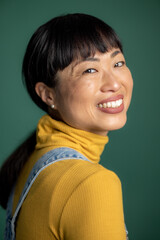 portrait of a Japanese woman smiling and having fun