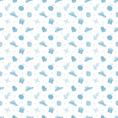 Seamless christmas pattern. New year background. Doodle illustration with christmas and new year icons
