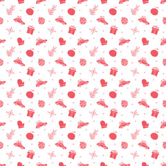 Seamless christmas pattern. New year background. Doodle illustration with christmas and new year icons