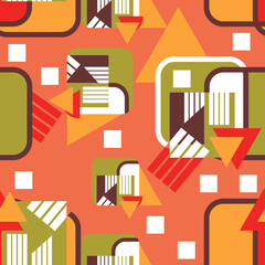 Seamless pattern with abstract geometric compositions. Vector illustration