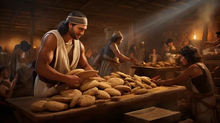 Foto op Plexiglas the process of beer and bread production in ancient Egypt © Muzamil