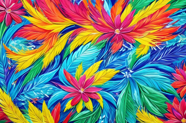 Serene Botanical Beauty - Elegant Floral and Leaf Painting for Wall Art