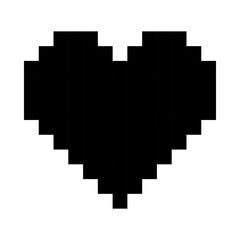 Full black heart line icon. Emoji, valentine's day, relationships, love, life, health, game, treatment, applications, pixel style. Multicolored icon on white background.