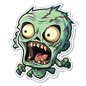 Zombie cartoon character isolated on white background. Zombie Sticker. Sticker. Logotype.