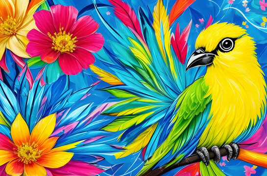 bird of paradise flower painting