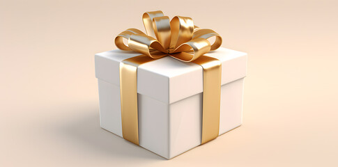 Gold bow gift box on gold background template