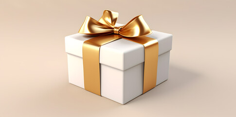 Obraz na płótnie Canvas Gold bow gift box on gold background template