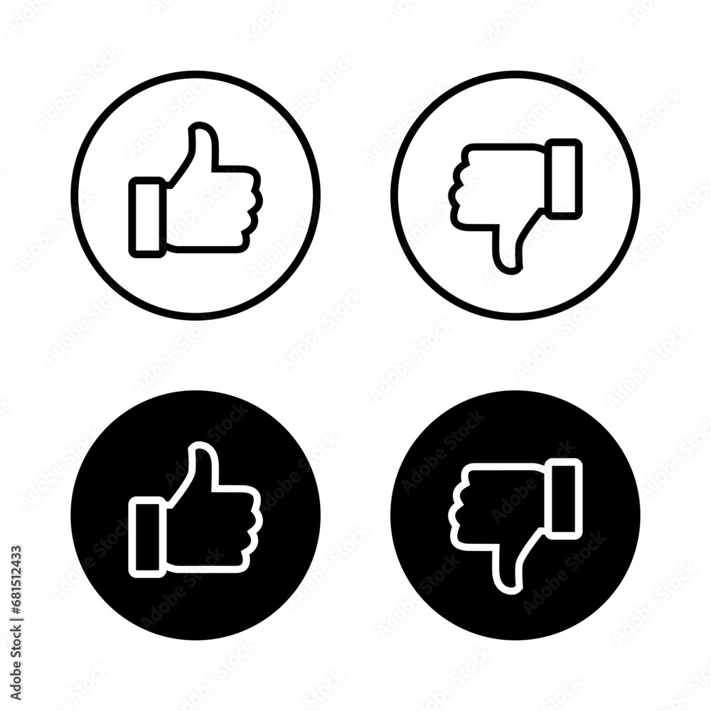 Poster like and dislike button icon vector in line style. social media thumb up-down sign symbol