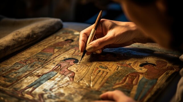 the process of papyrus painting and art in ancient Egypt