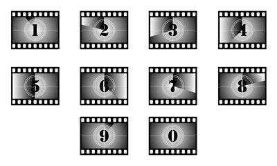 Old footage of the movie countdown movie with established numbers on film eps10