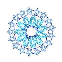 Indian rangoli circle hindu design pencil textured colorful vector card poster