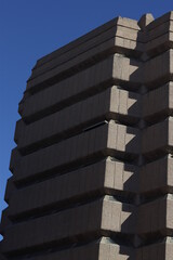 Concrete building in the downtown of Madrid, Spain